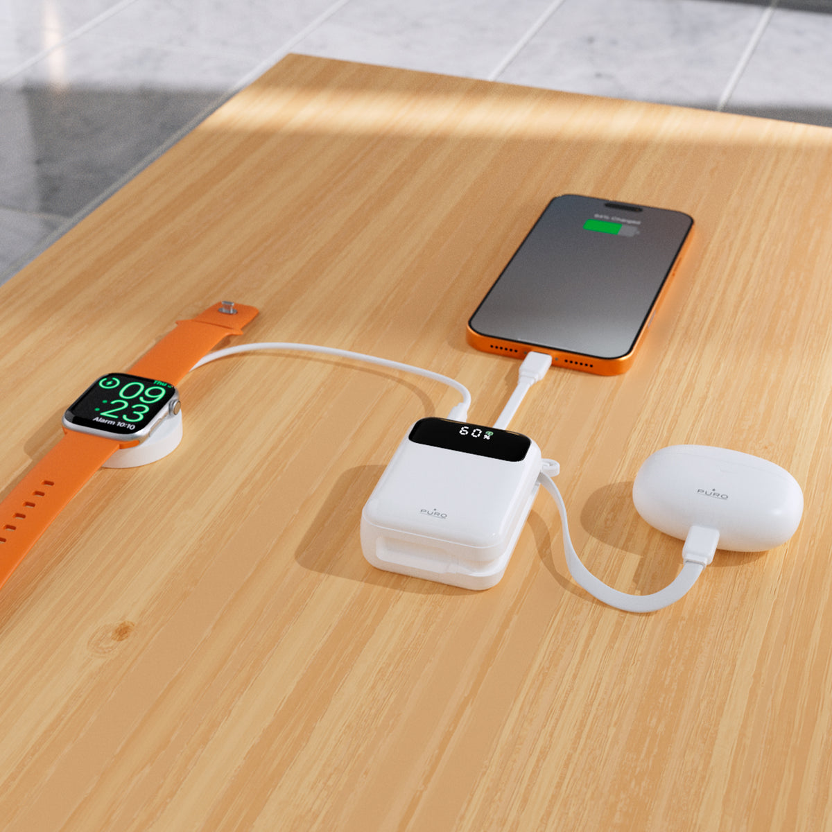Power bank 10000 mAh 20W LCD Power Duo 10, con cavi integrati e display