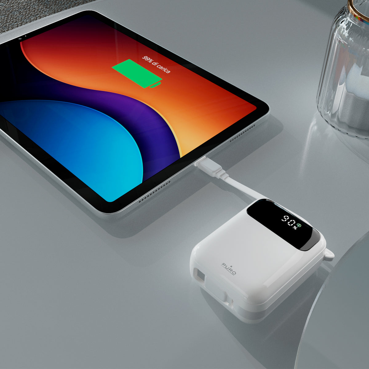 Power bank 10000 mAh 20W LCD Power Duo 10, con cavi integrati e display