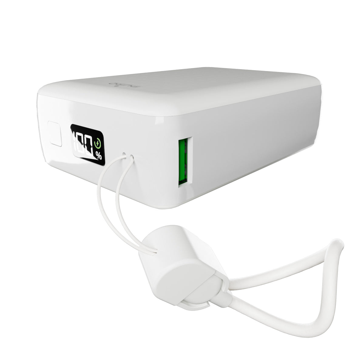 Mini Power Bank “Power Cube 20” 20000 mAh with integrated LCD display and USB-C cable