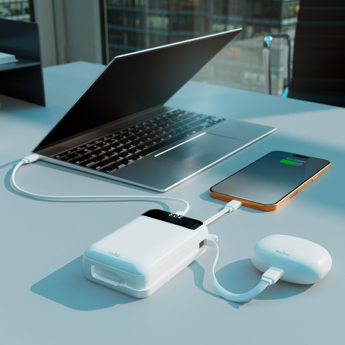 Power bank 20000 mAh 45W con display LCD e cavi integrati