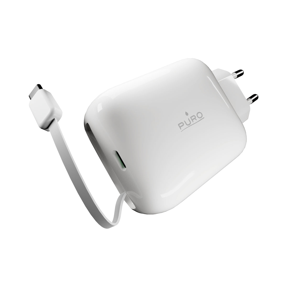 Chargeur GaN 65W avec câble USB‑C rétractable