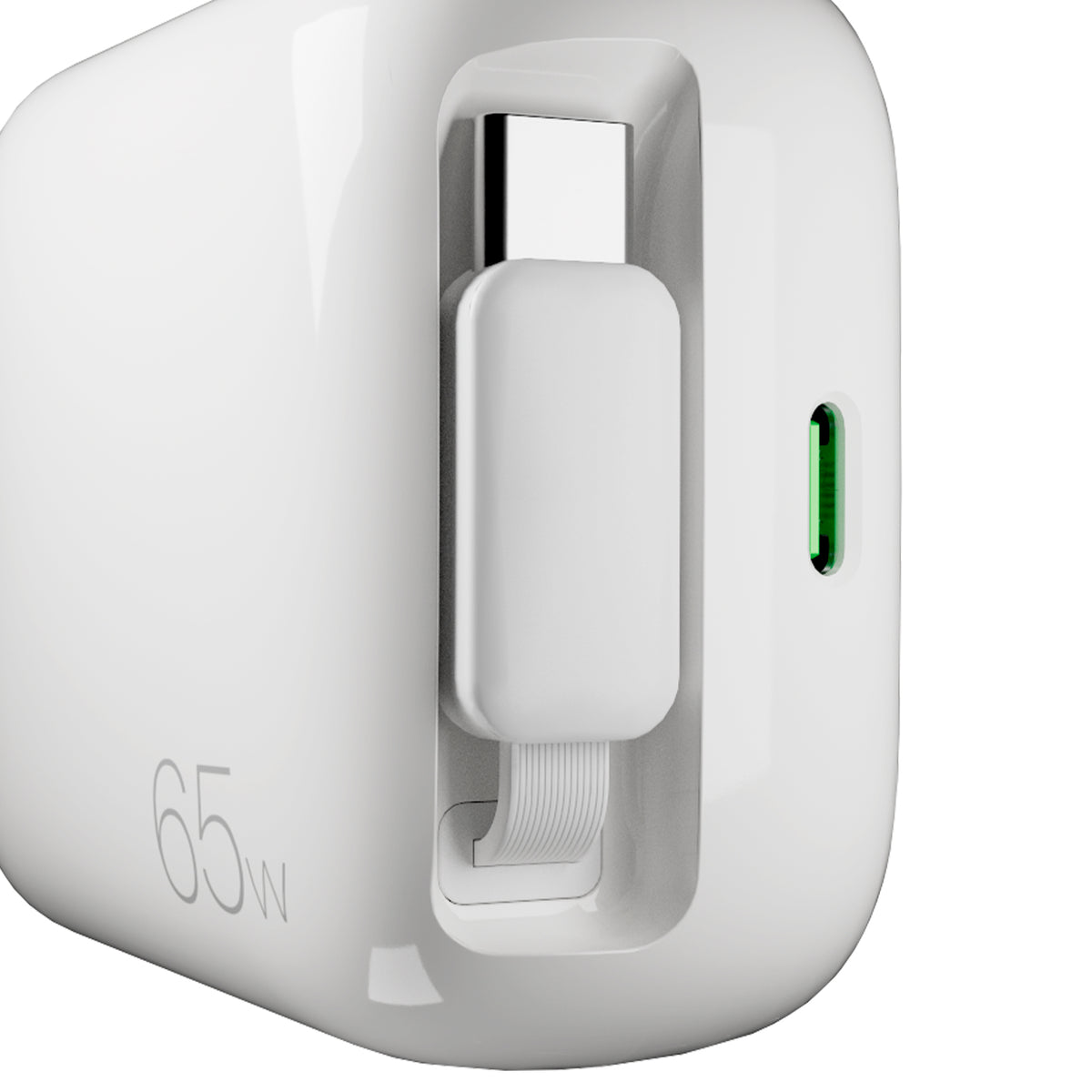 Chargeur GaN 65W avec câble USB‑C rétractable