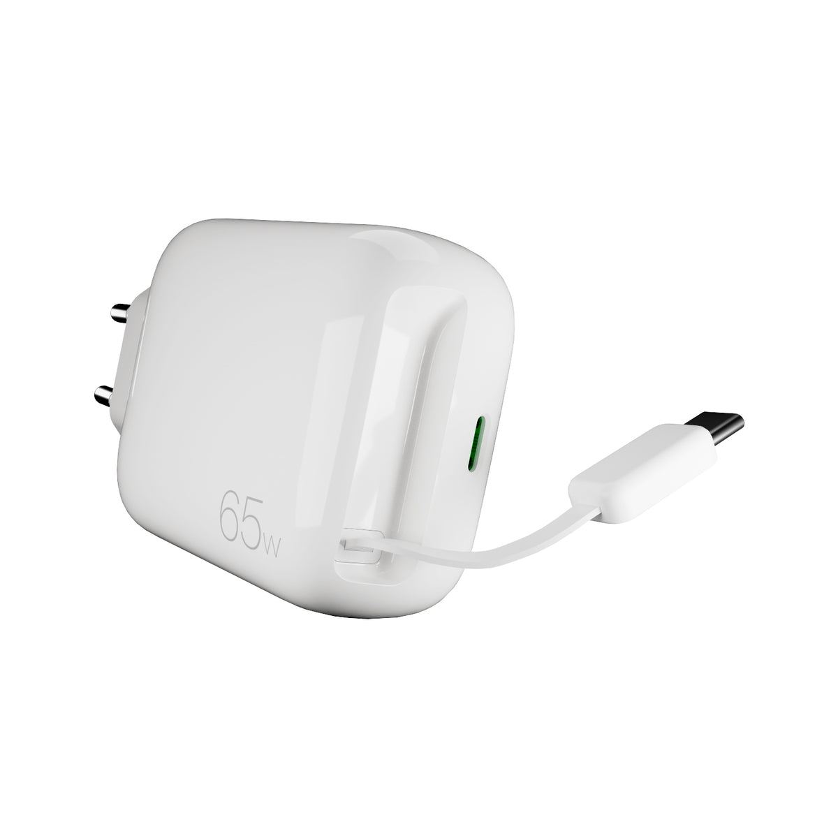 Chargeur GaN 65W avec câble USB‑C rétractable