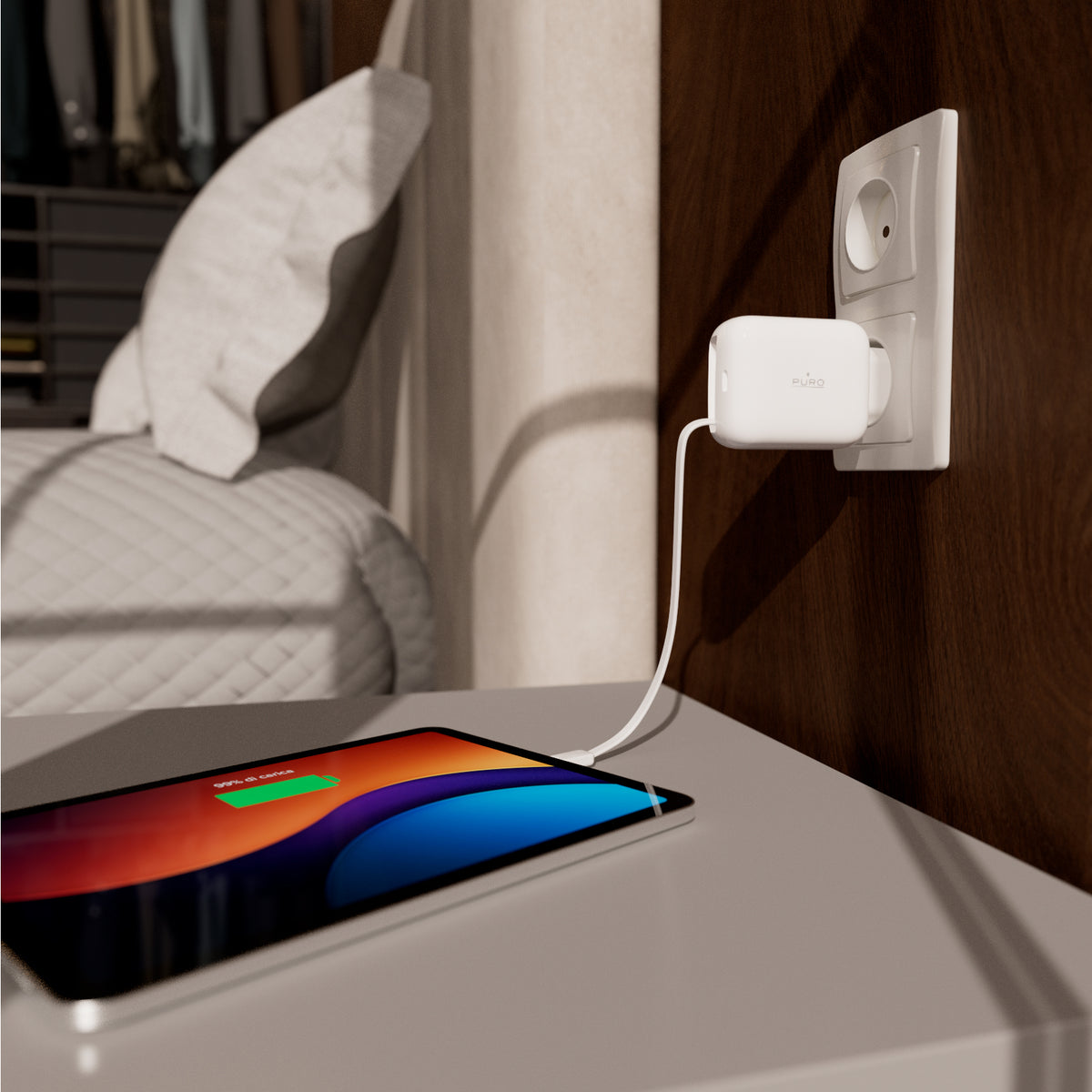 Chargeur GaN 65W avec câble USB‑C rétractable