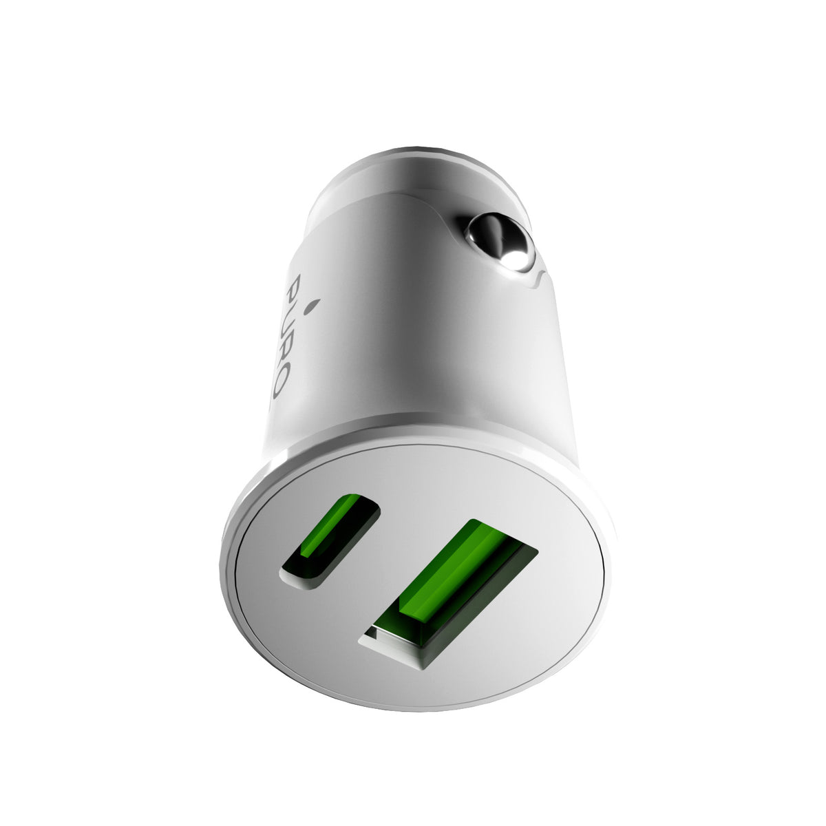 Pro Lite car charger with 1 USB-A port and 1 USB-C port