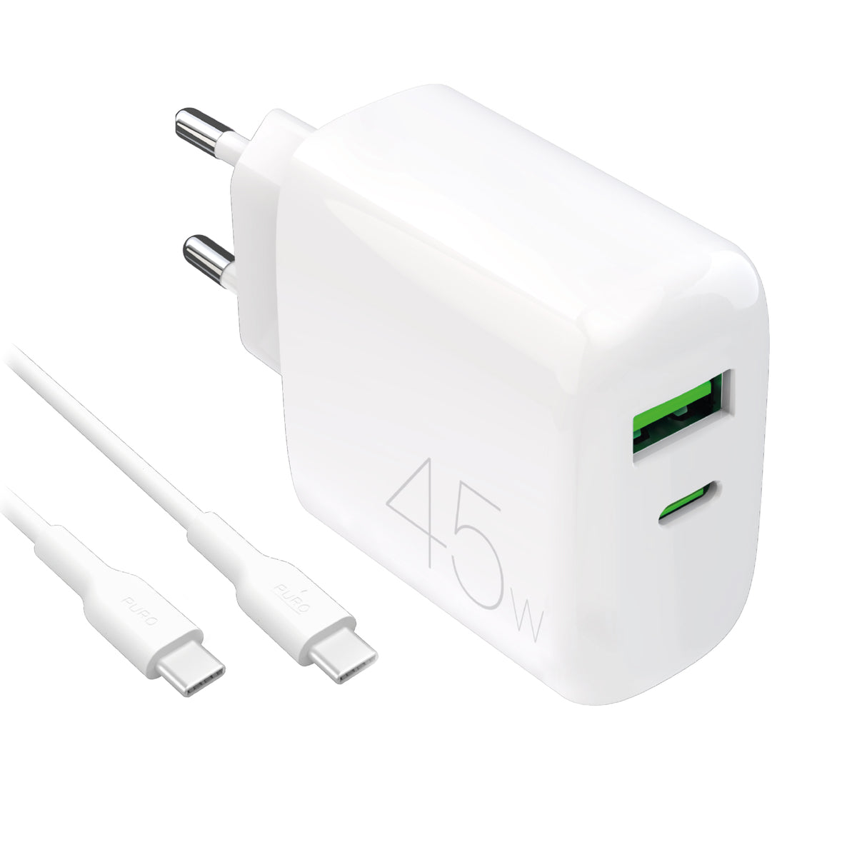 Kit Energia 45W USB‑A/USB‑C + cavo USB‑C