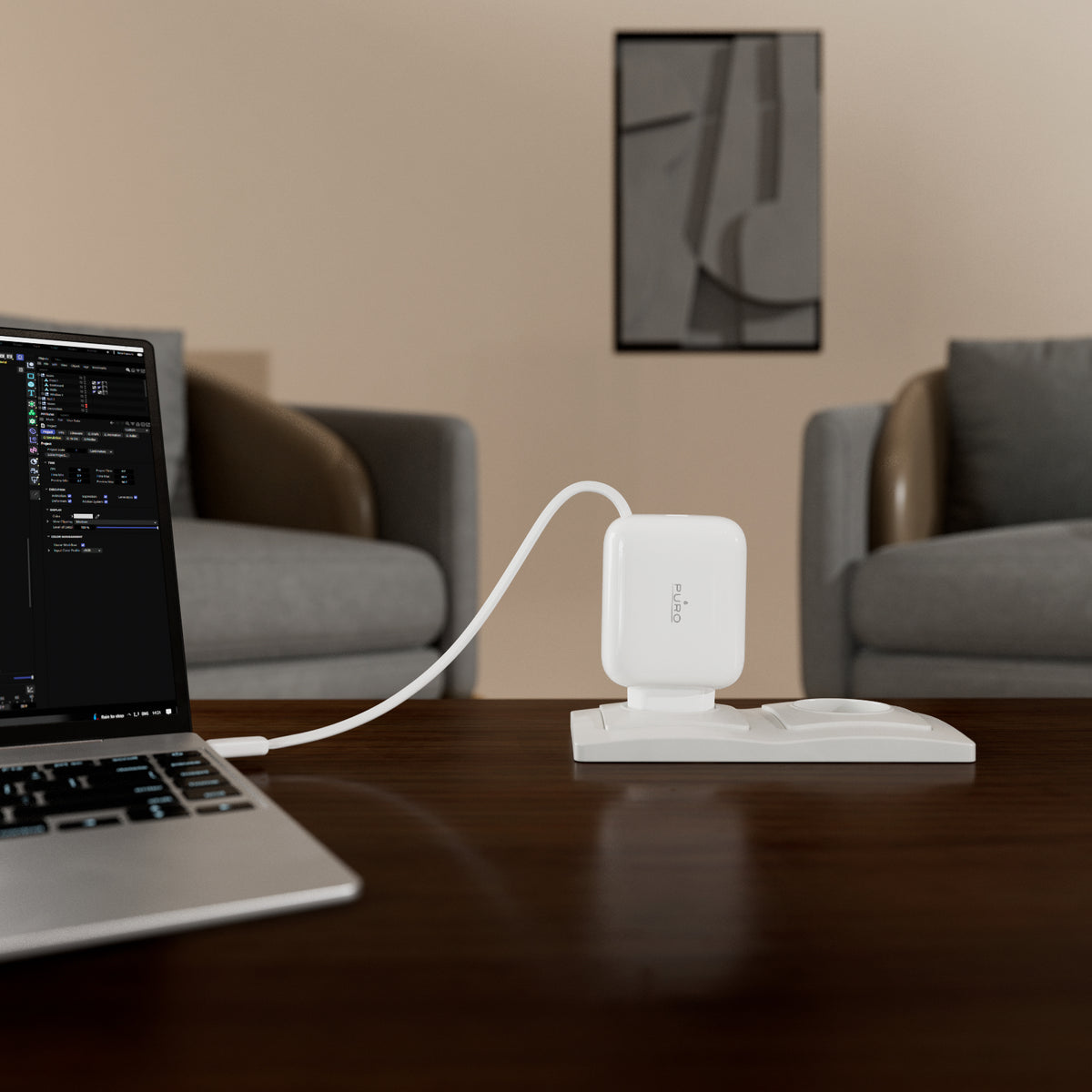  Chargeur GaN 65W avec câble USB‑C rétractable