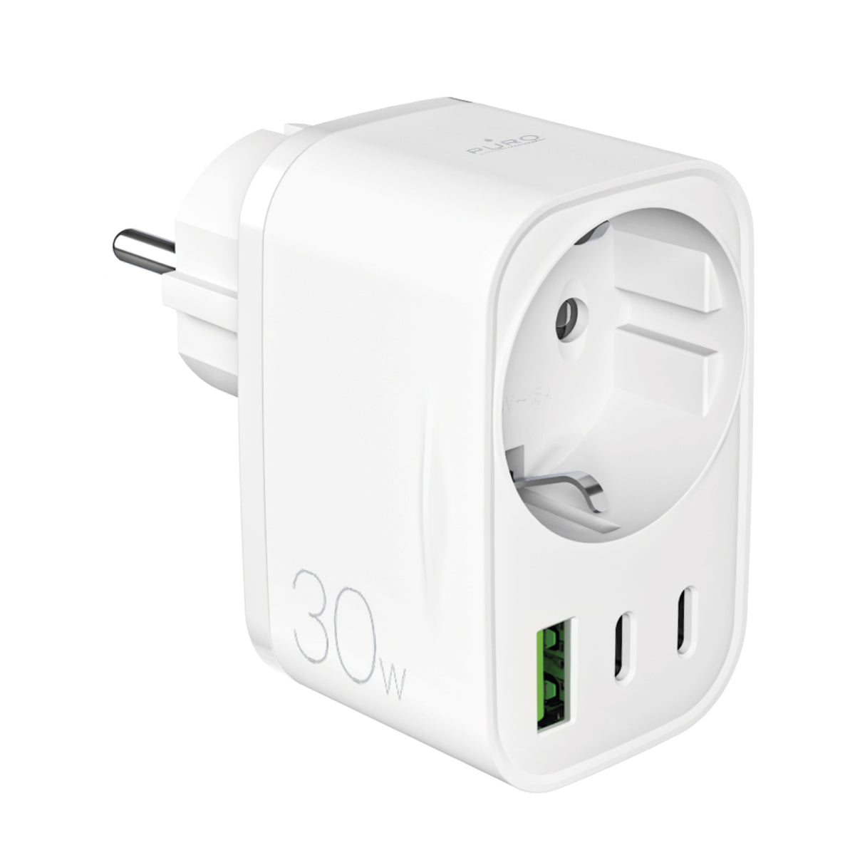 Chargeur de batterie mural avec prise Schuko 2 ports USB-C et 1 port USB-A